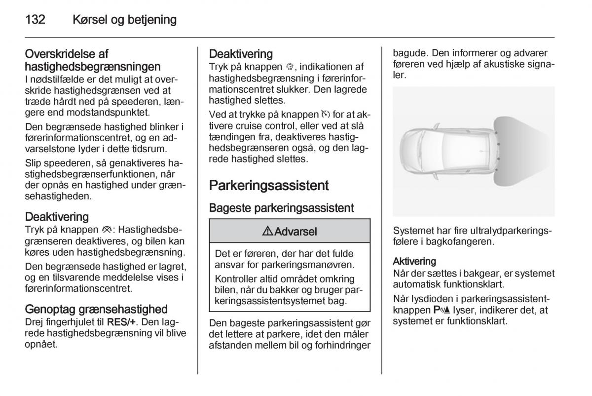 Opel Adam Bilens instruktionsbog / page 134