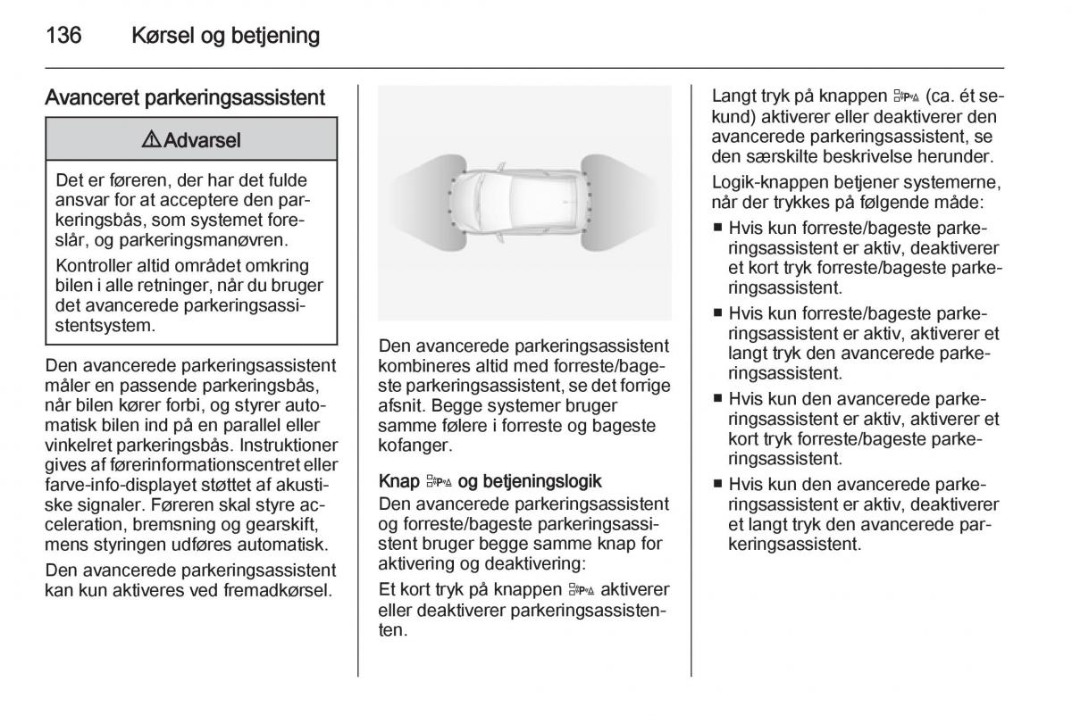 Opel Adam Bilens instruktionsbog / page 138