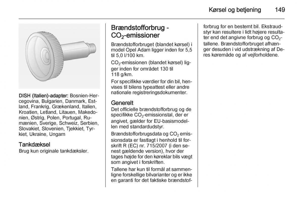 Opel Adam Bilens instruktionsbog / page 151