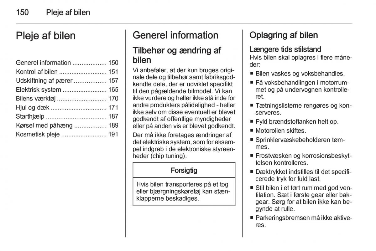 Opel Adam Bilens instruktionsbog / page 152