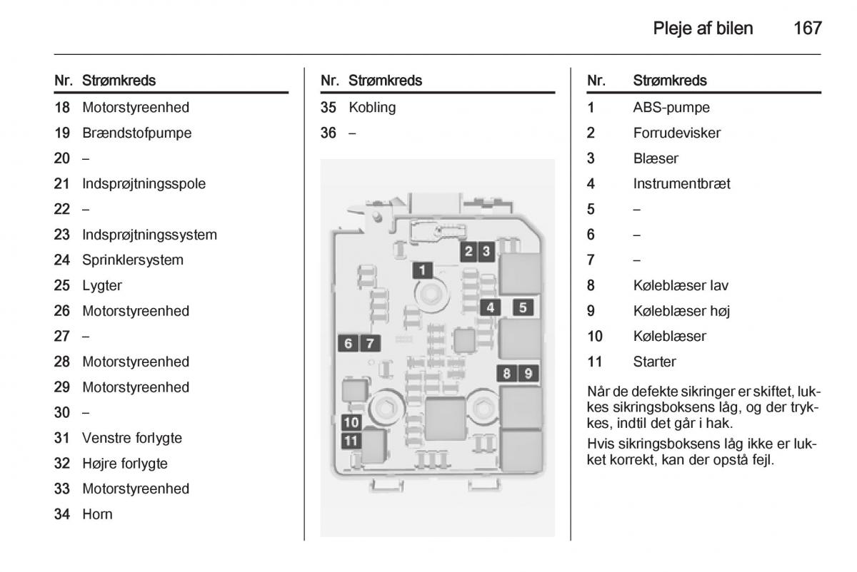 Opel Adam Bilens instruktionsbog / page 169