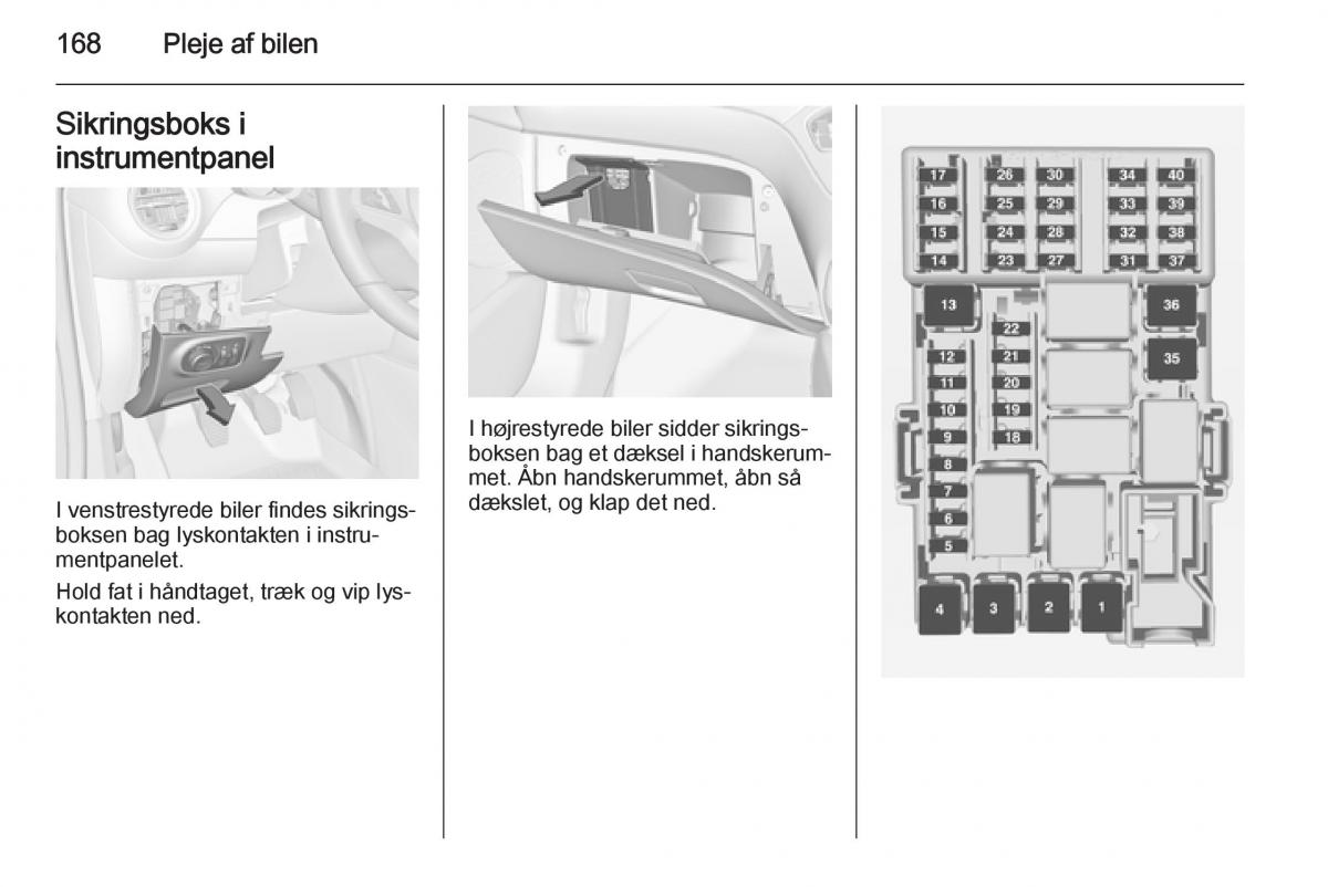 Opel Adam Bilens instruktionsbog / page 170