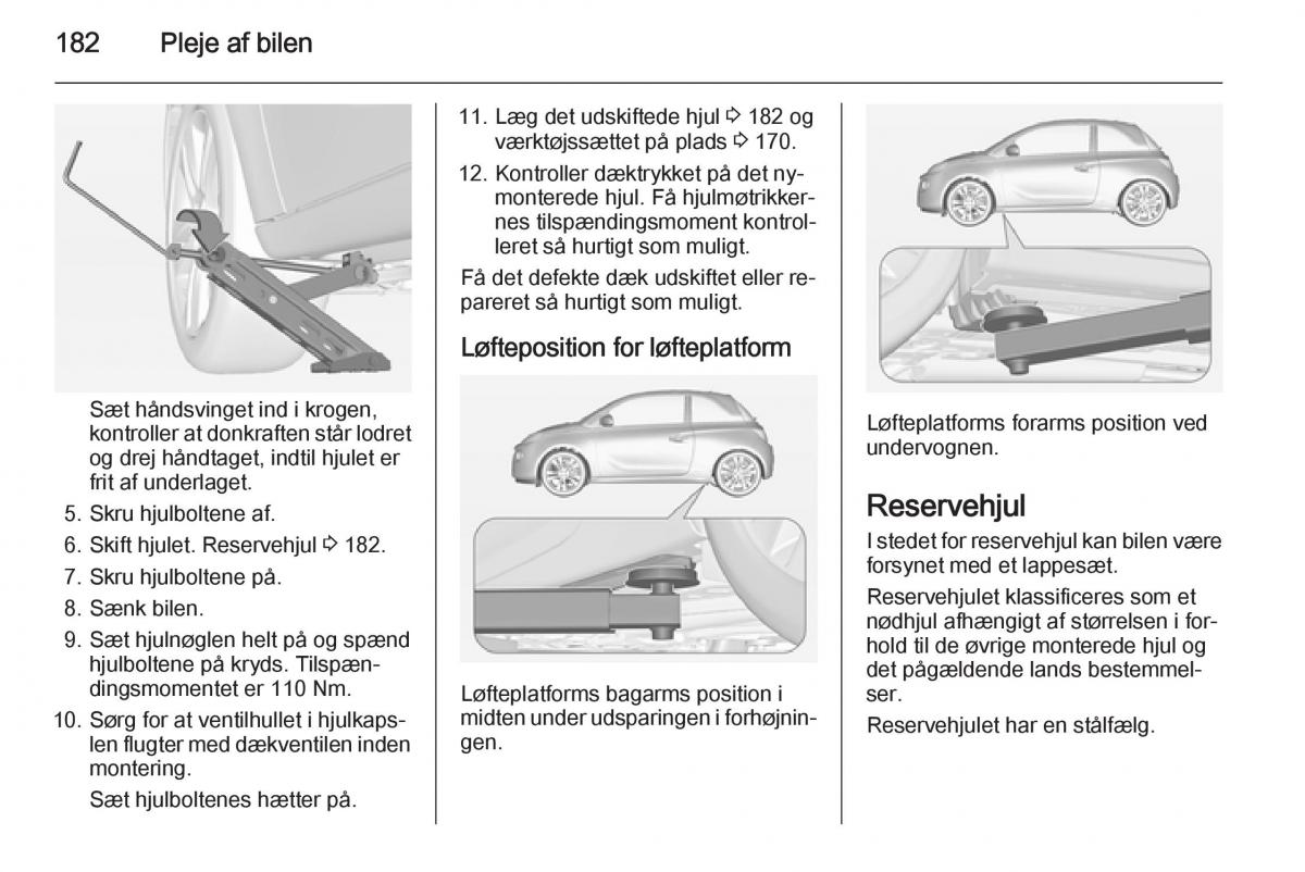 Opel Adam Bilens instruktionsbog / page 184