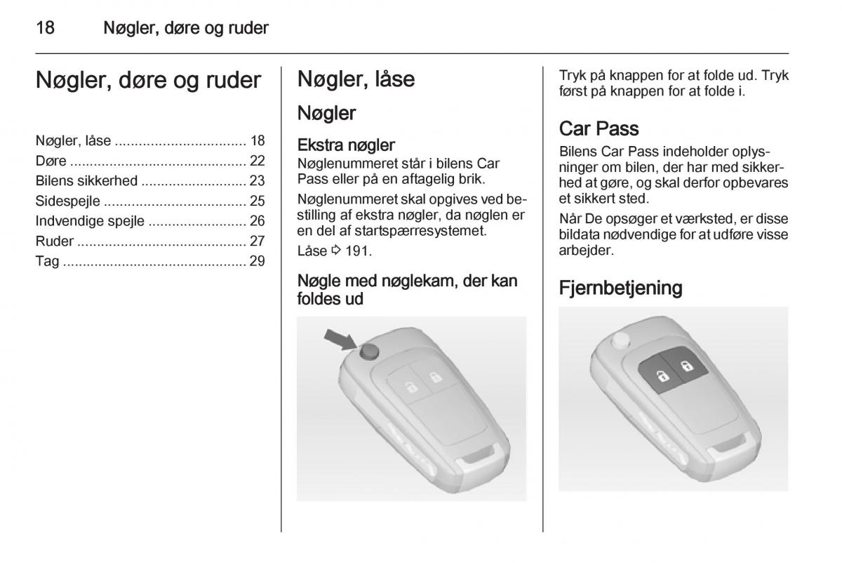 Opel Adam Bilens instruktionsbog / page 20