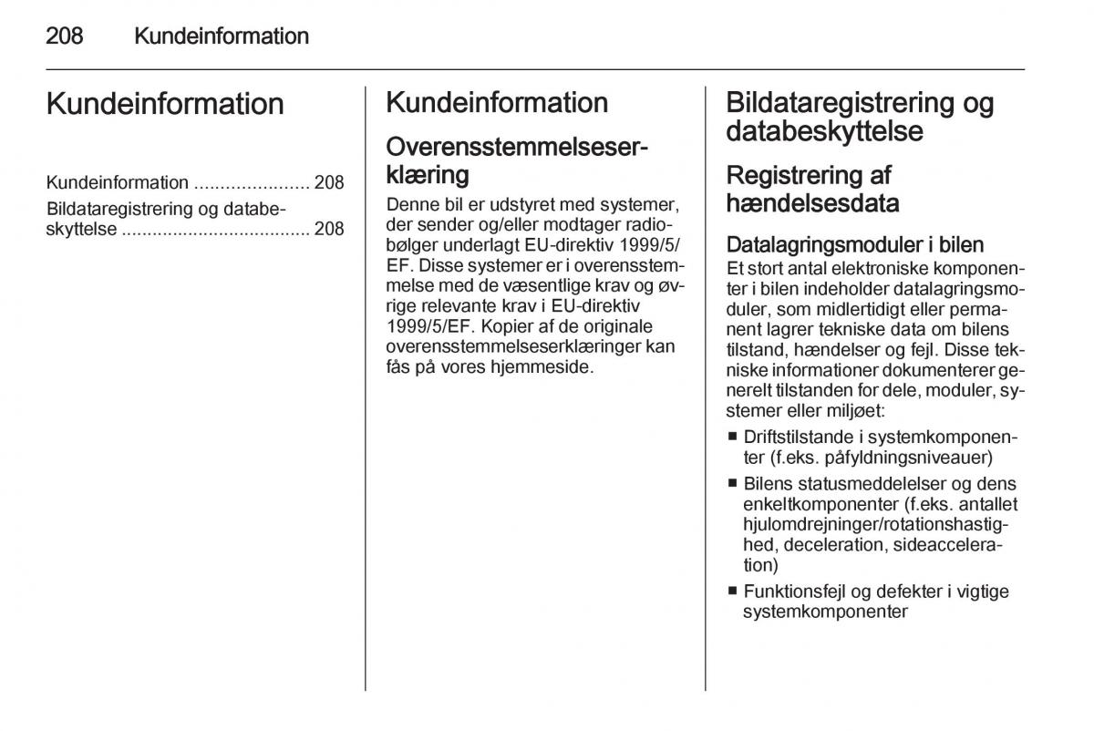 Opel Adam Bilens instruktionsbog / page 210