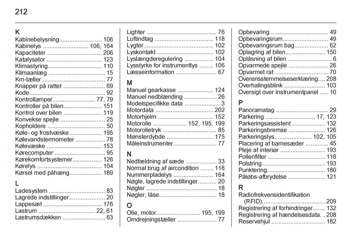 Opel Adam Bilens instruktionsbog / page 214