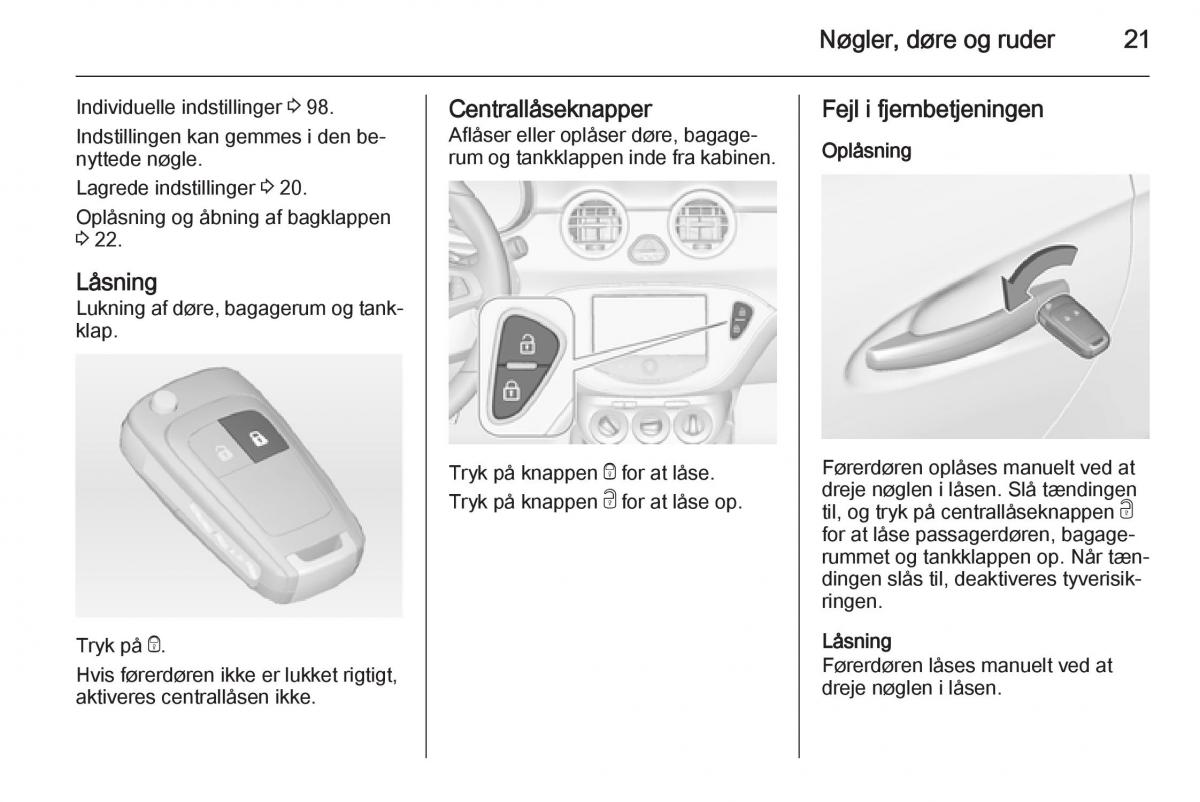 Opel Adam Bilens instruktionsbog / page 23