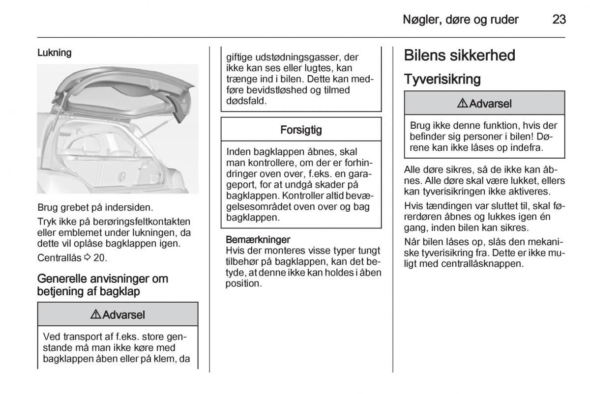 Opel Adam Bilens instruktionsbog / page 25