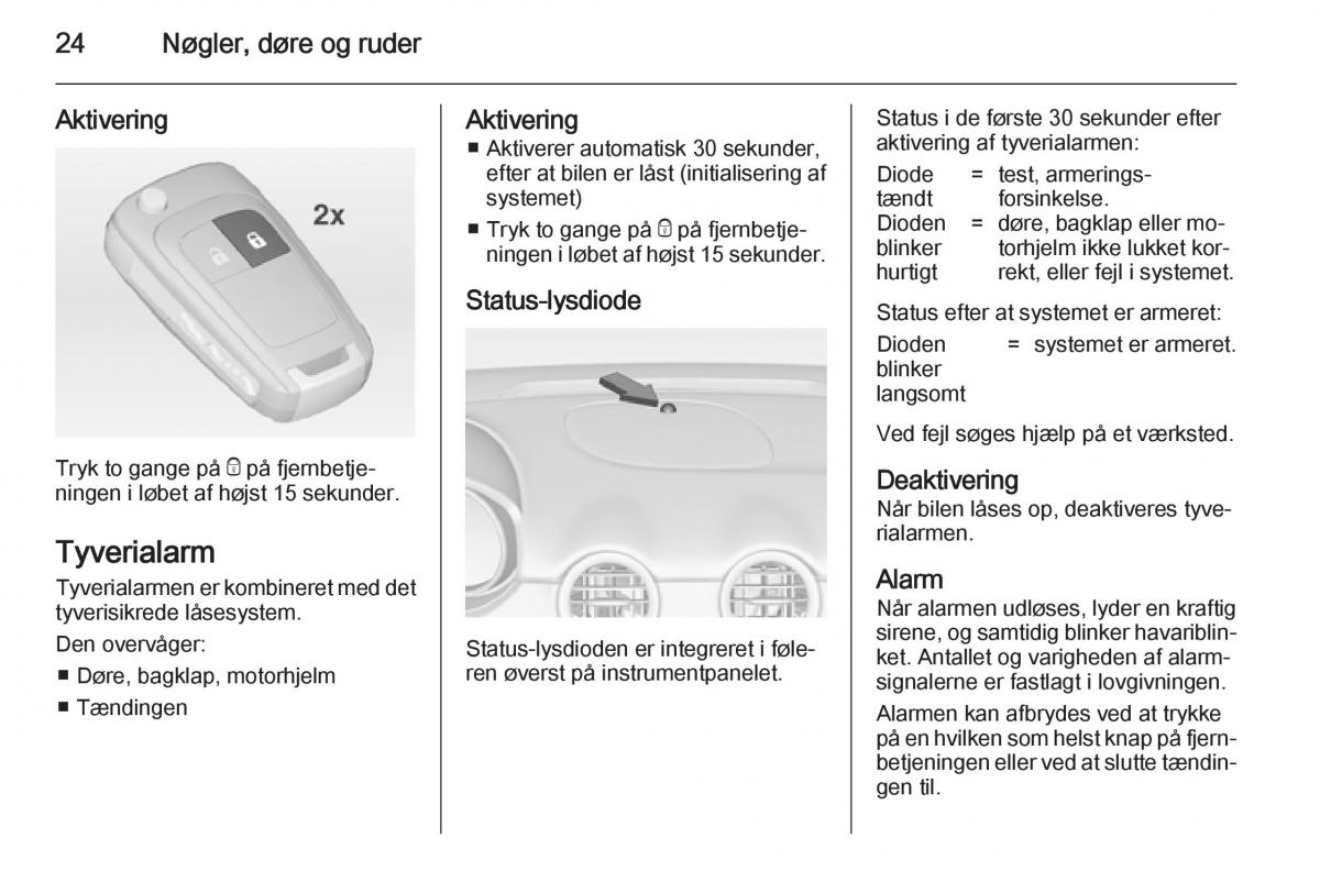 Opel Adam Bilens instruktionsbog / page 26