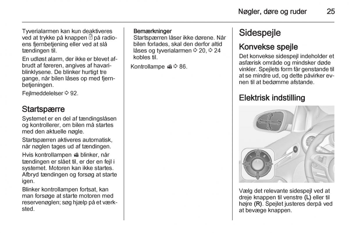 Opel Adam Bilens instruktionsbog / page 27