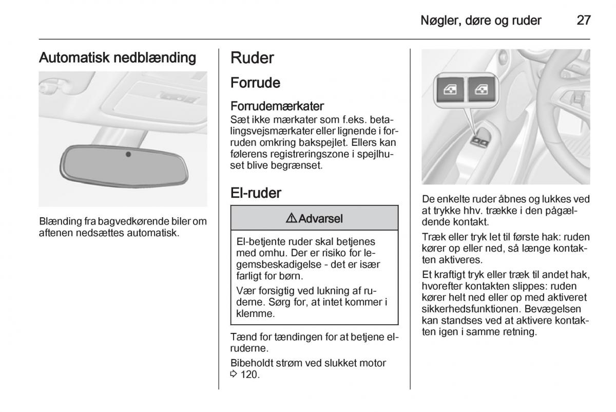 Opel Adam Bilens instruktionsbog / page 29