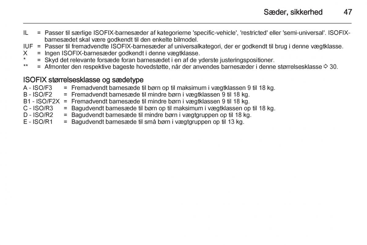 Opel Adam Bilens instruktionsbog / page 49