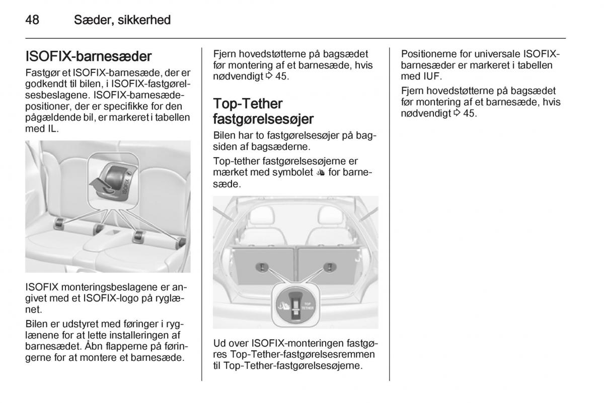 Opel Adam Bilens instruktionsbog / page 50