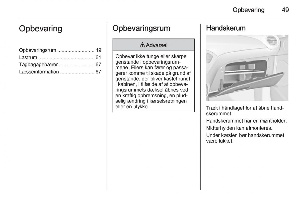 Opel Adam Bilens instruktionsbog / page 51