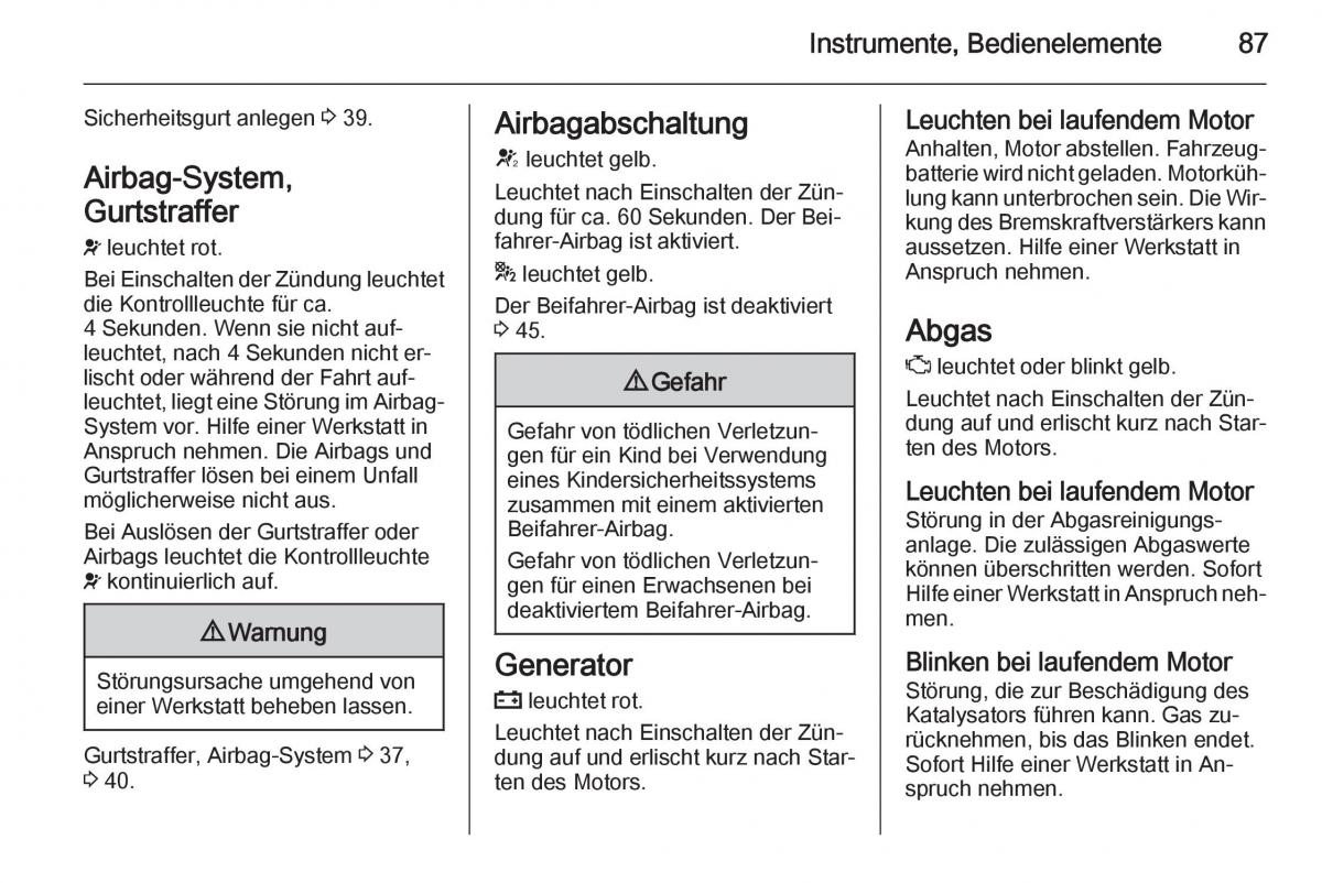 Opel Adam Handbuch / page 89