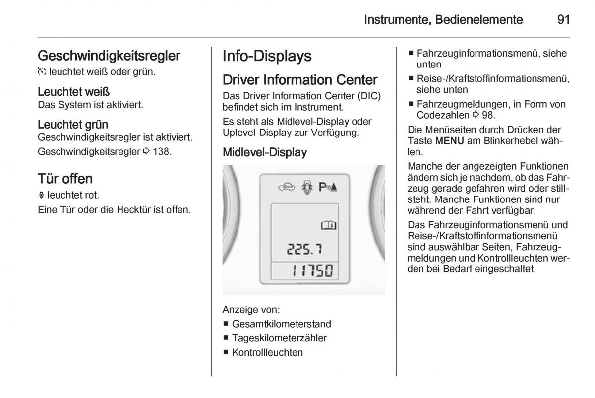 Opel Adam Handbuch / page 93