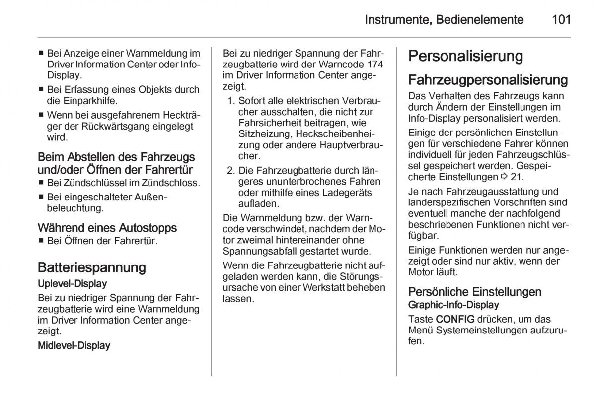 Opel Adam Handbuch / page 103