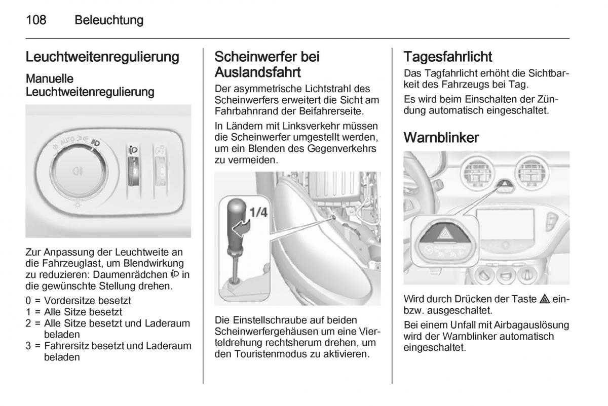 Opel Adam Handbuch / page 110