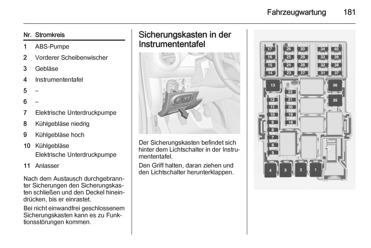 Opel Adam Handbuch / page 183