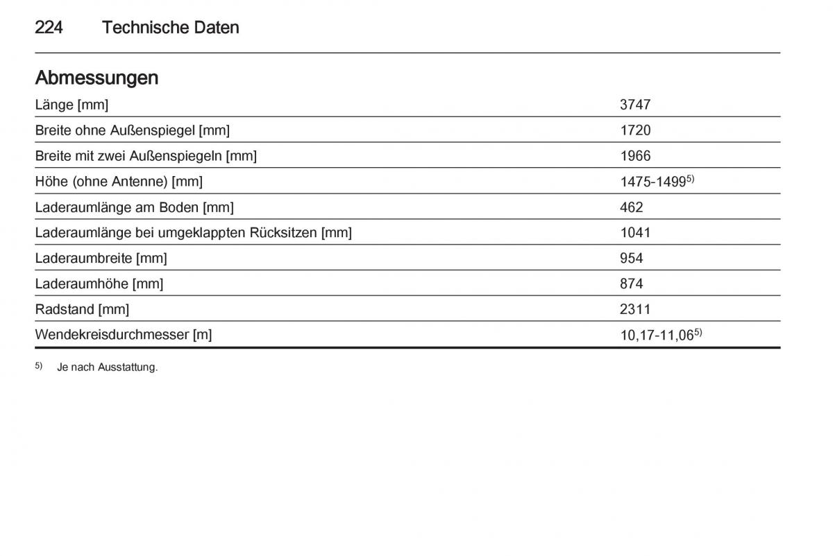 Opel Adam Handbuch / page 226