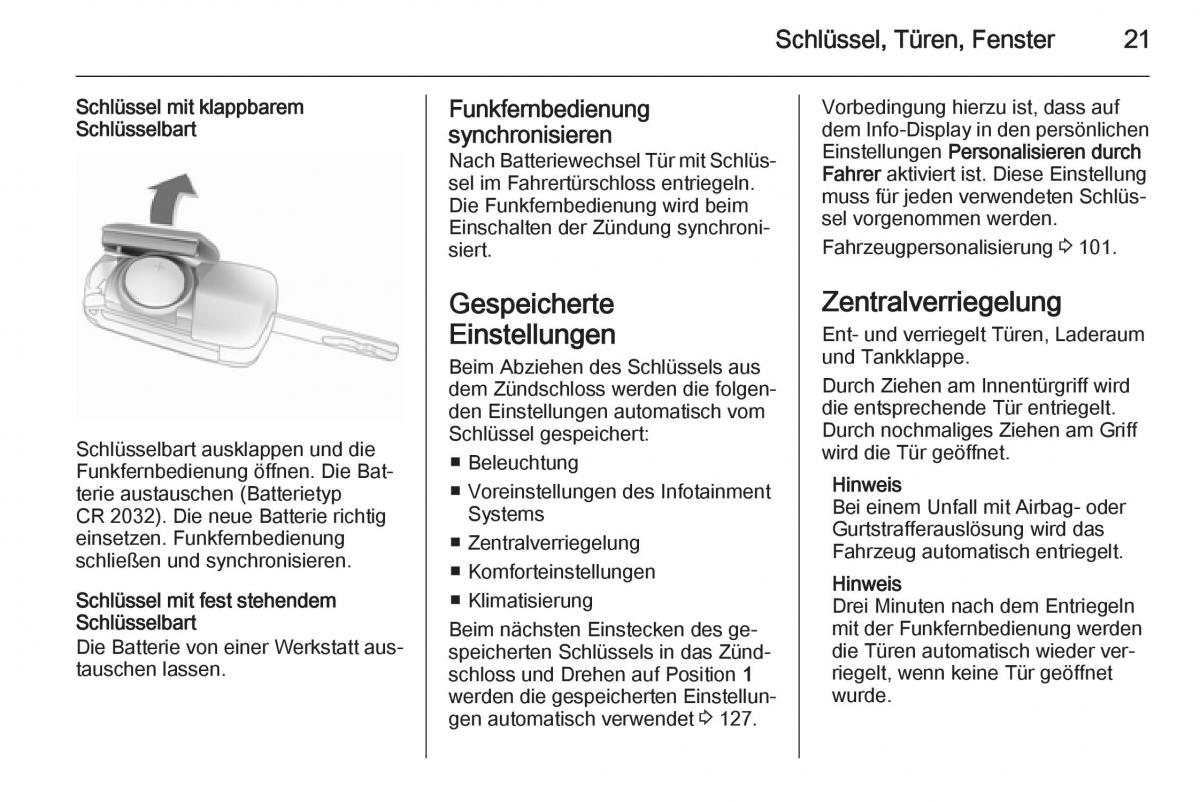 Opel Adam Handbuch / page 23