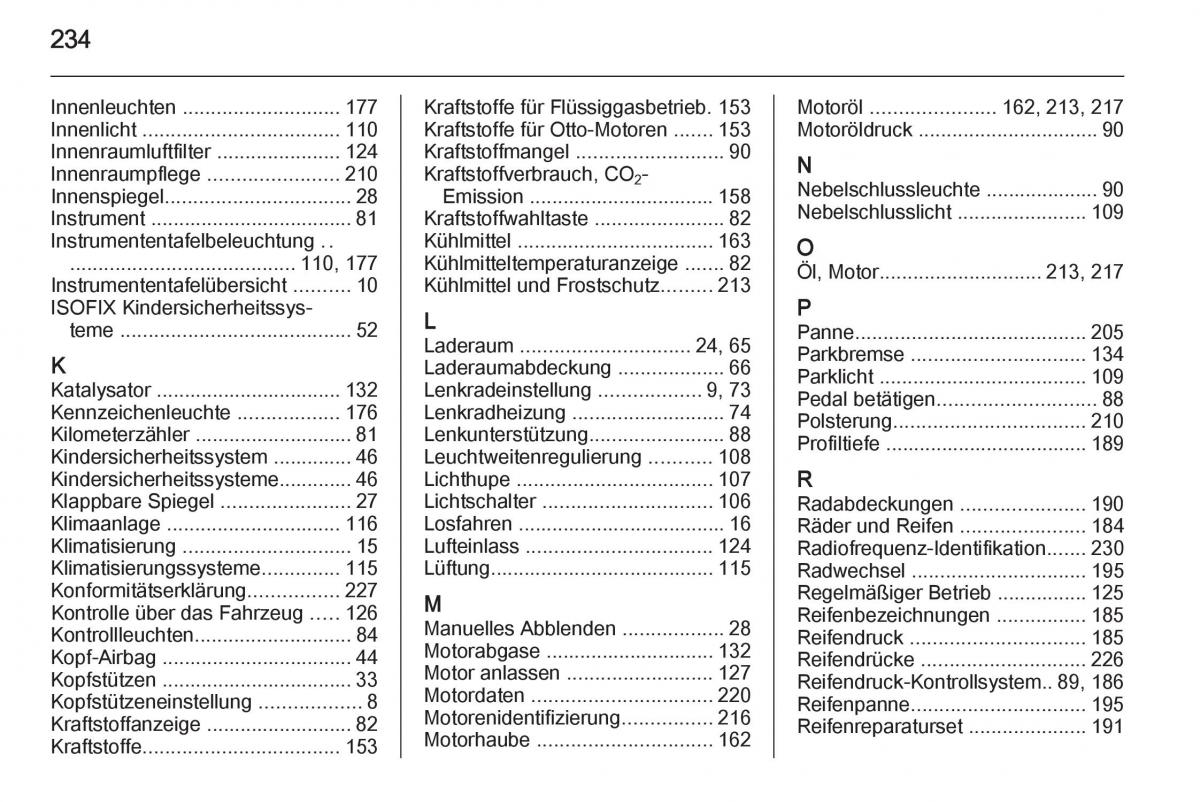 Opel Adam Handbuch / page 236