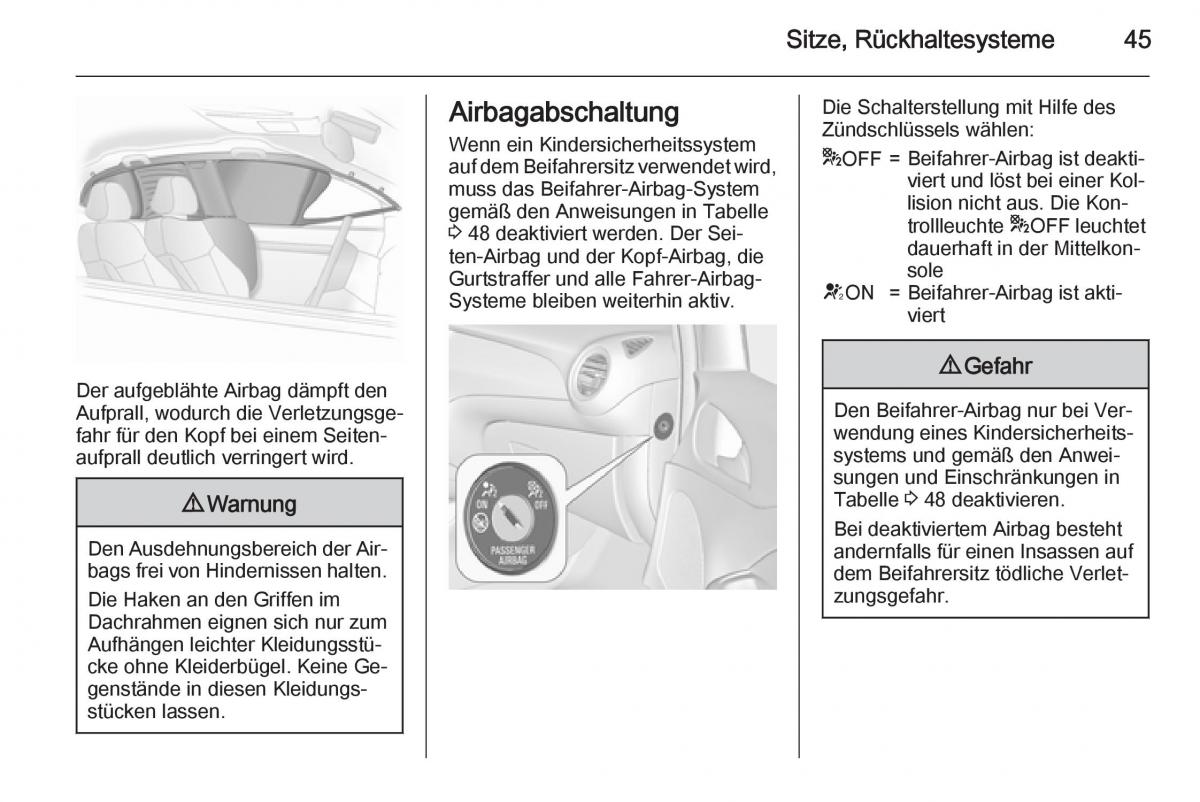 Opel Adam Handbuch / page 47