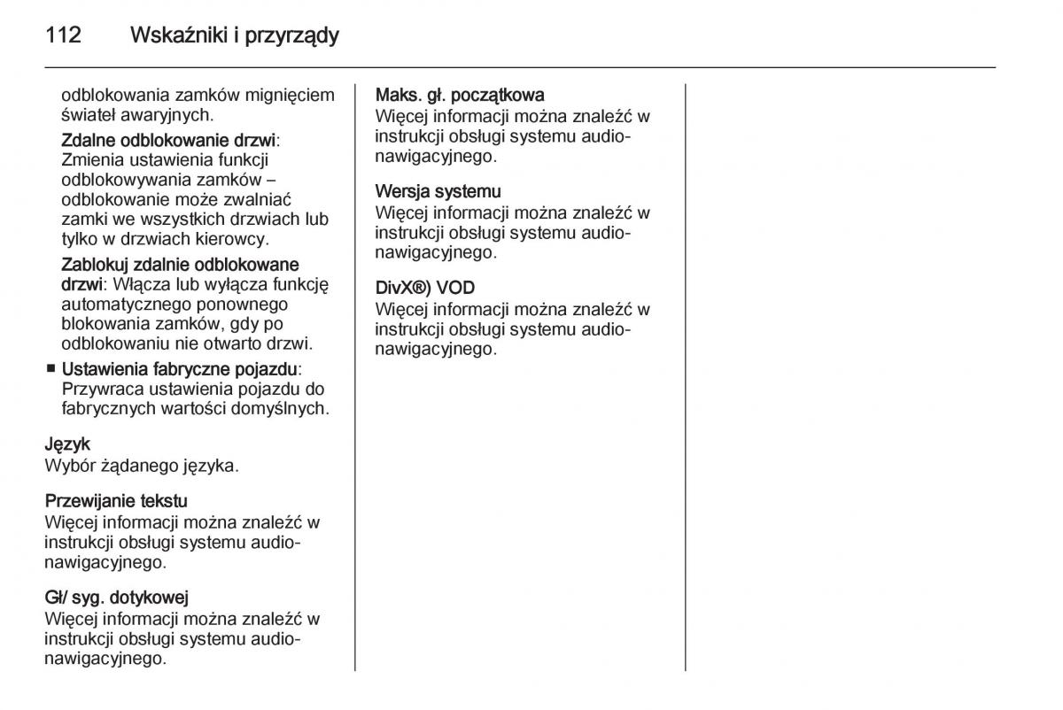 Opel Adam instrukcja obslugi / page 114