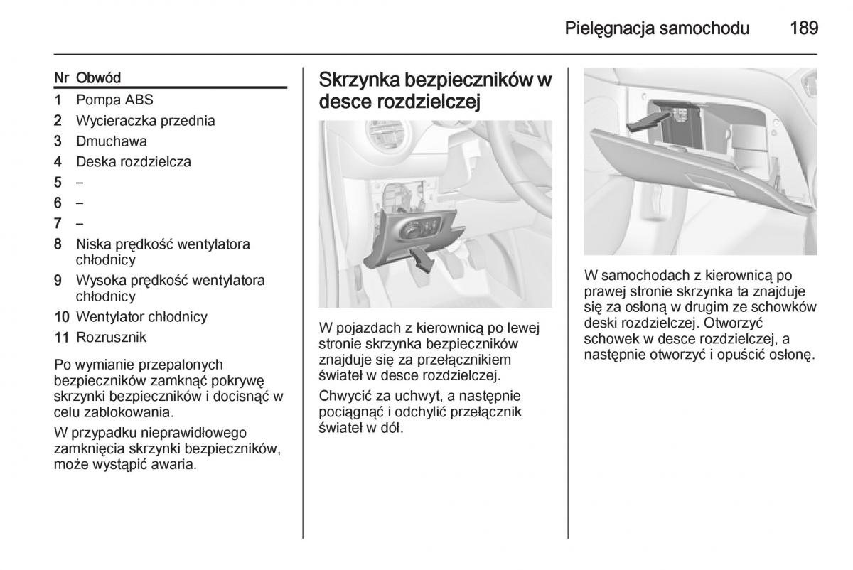 Opel Adam instrukcja obslugi / page 191