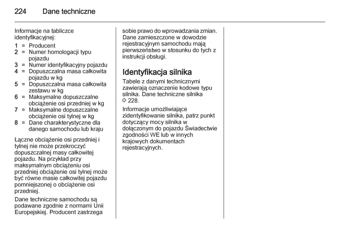 Opel Adam instrukcja obslugi / page 226