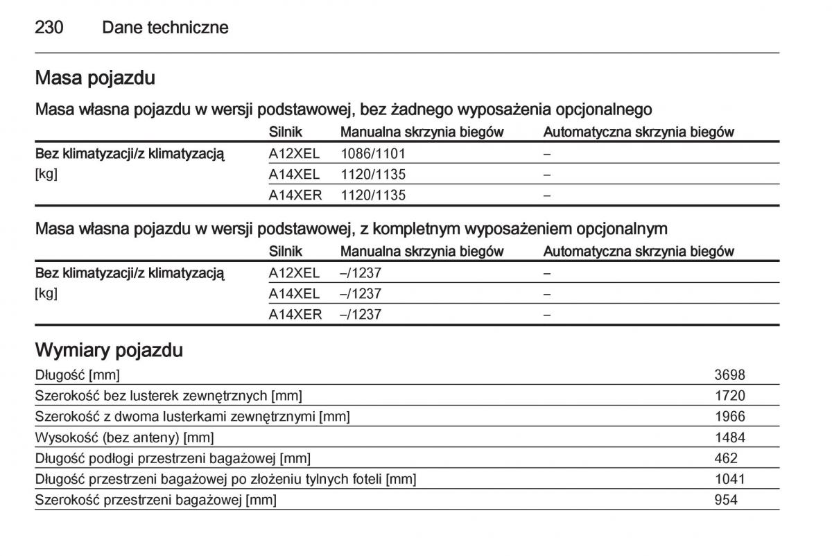 Opel Adam instrukcja obslugi / page 232