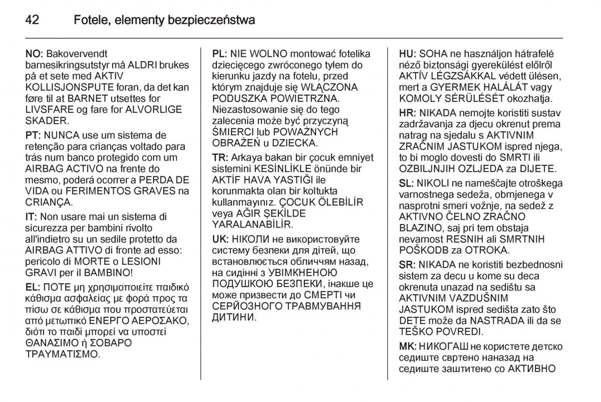 Opel Adam instrukcja obslugi / page 44