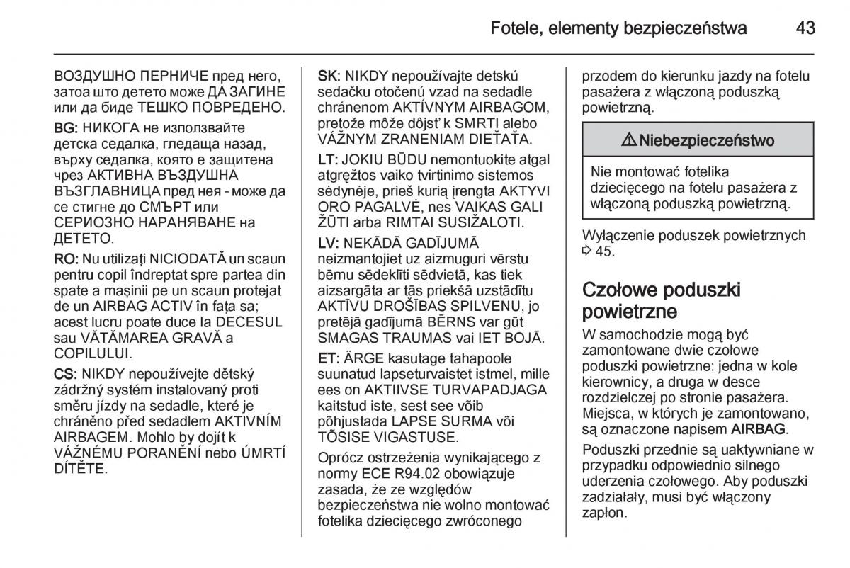 Opel Adam instrukcja obslugi / page 45