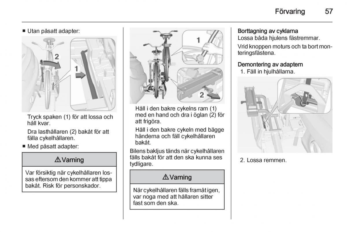 Opel Adam instruktionsbok / page 59