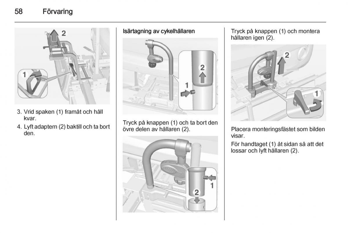 Opel Adam instruktionsbok / page 60