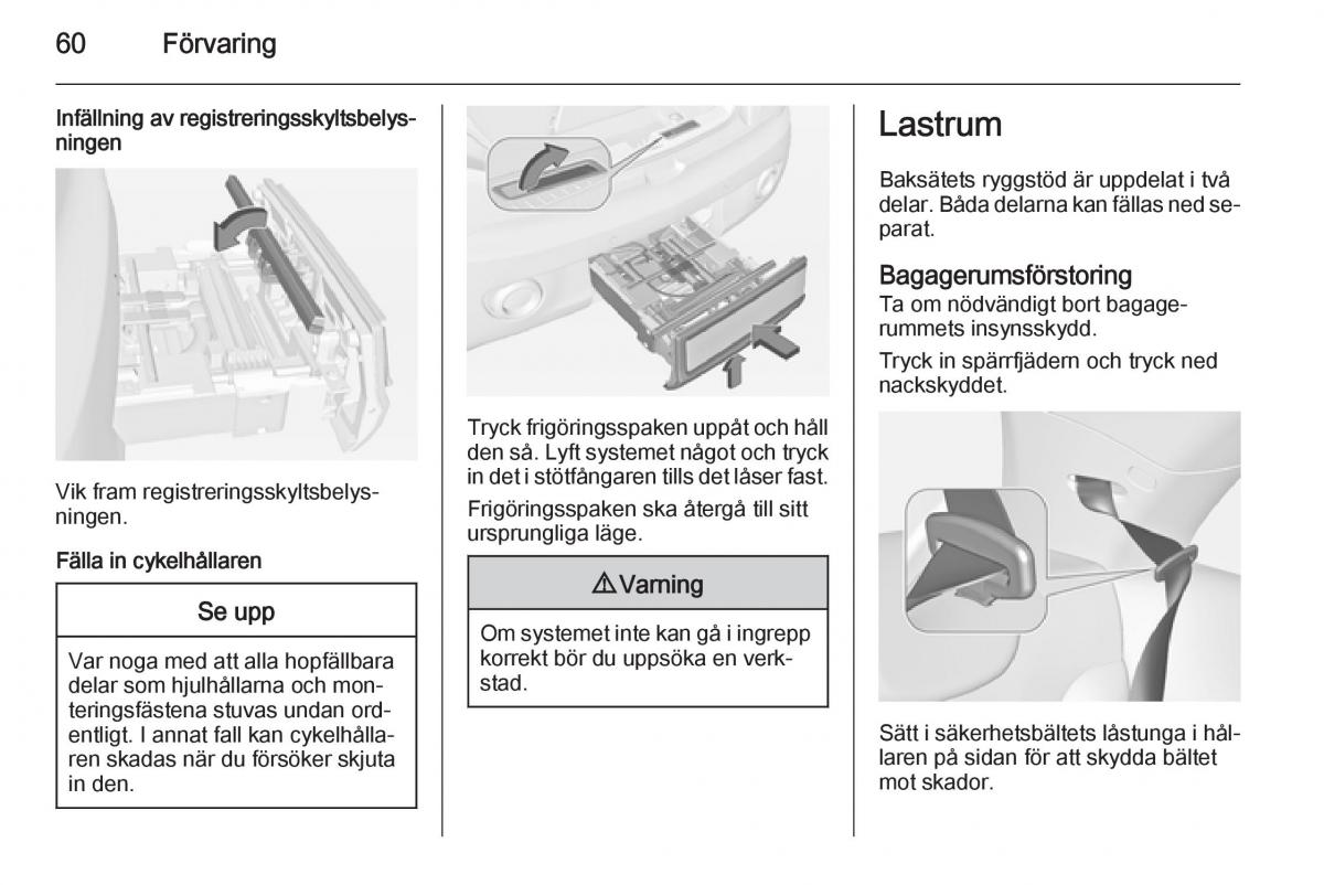 Opel Adam instruktionsbok / page 62