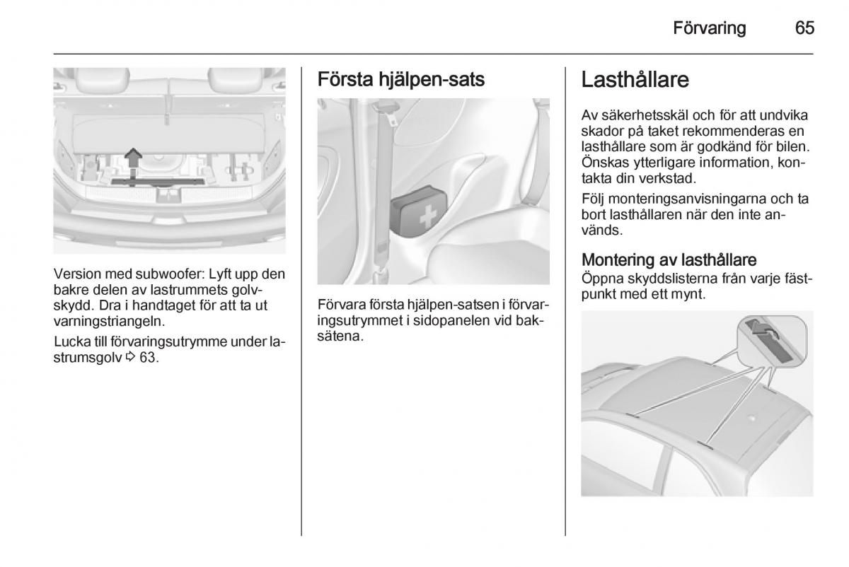 Opel Adam instruktionsbok / page 67