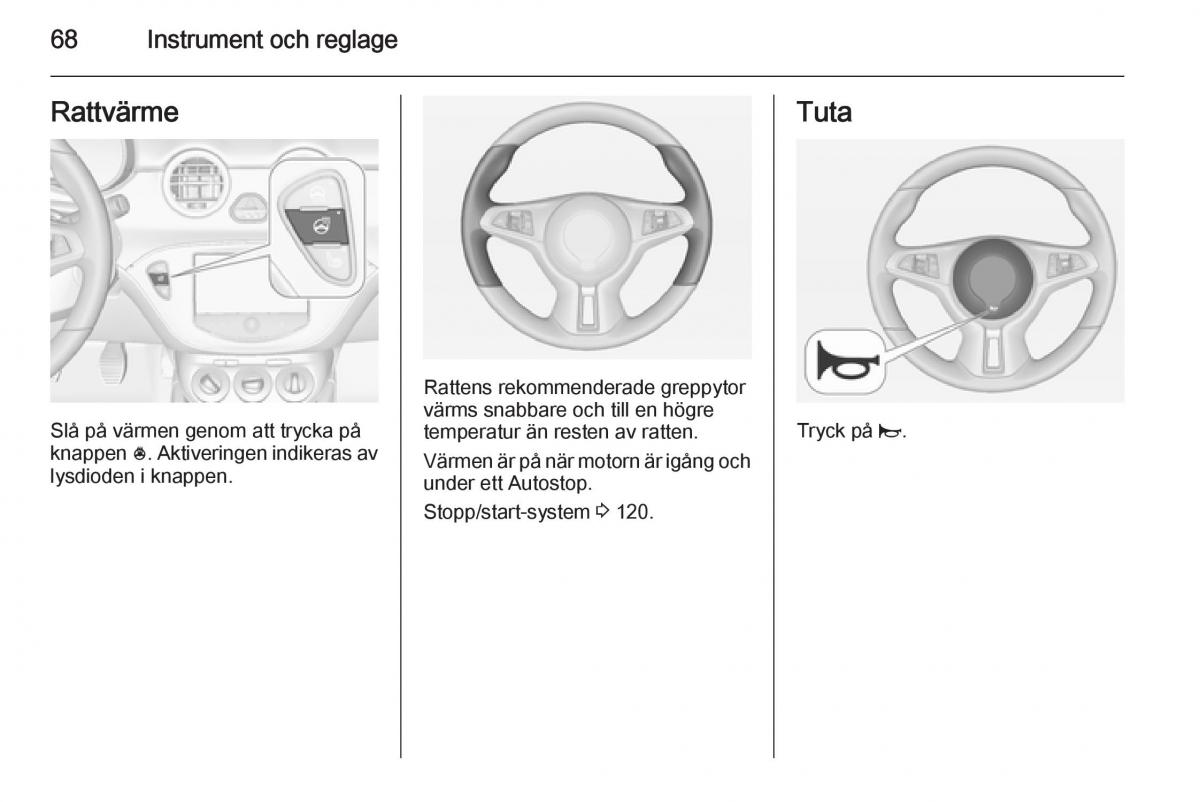 Opel Adam instruktionsbok / page 70