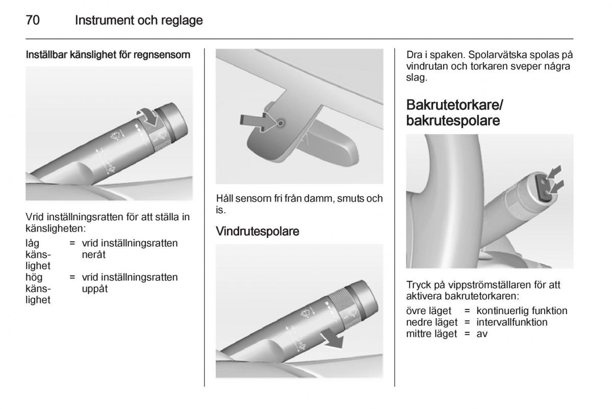 Opel Adam instruktionsbok / page 72