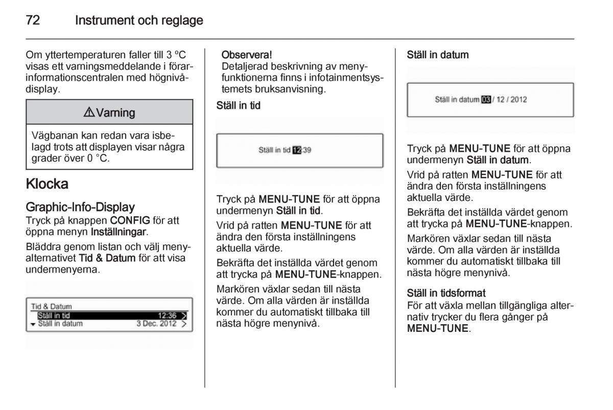 Opel Adam instruktionsbok / page 74