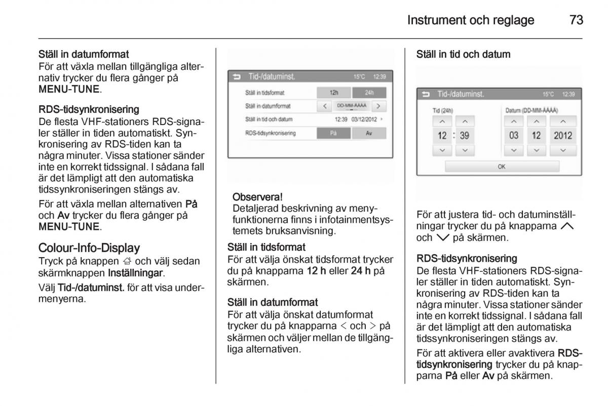 Opel Adam instruktionsbok / page 75