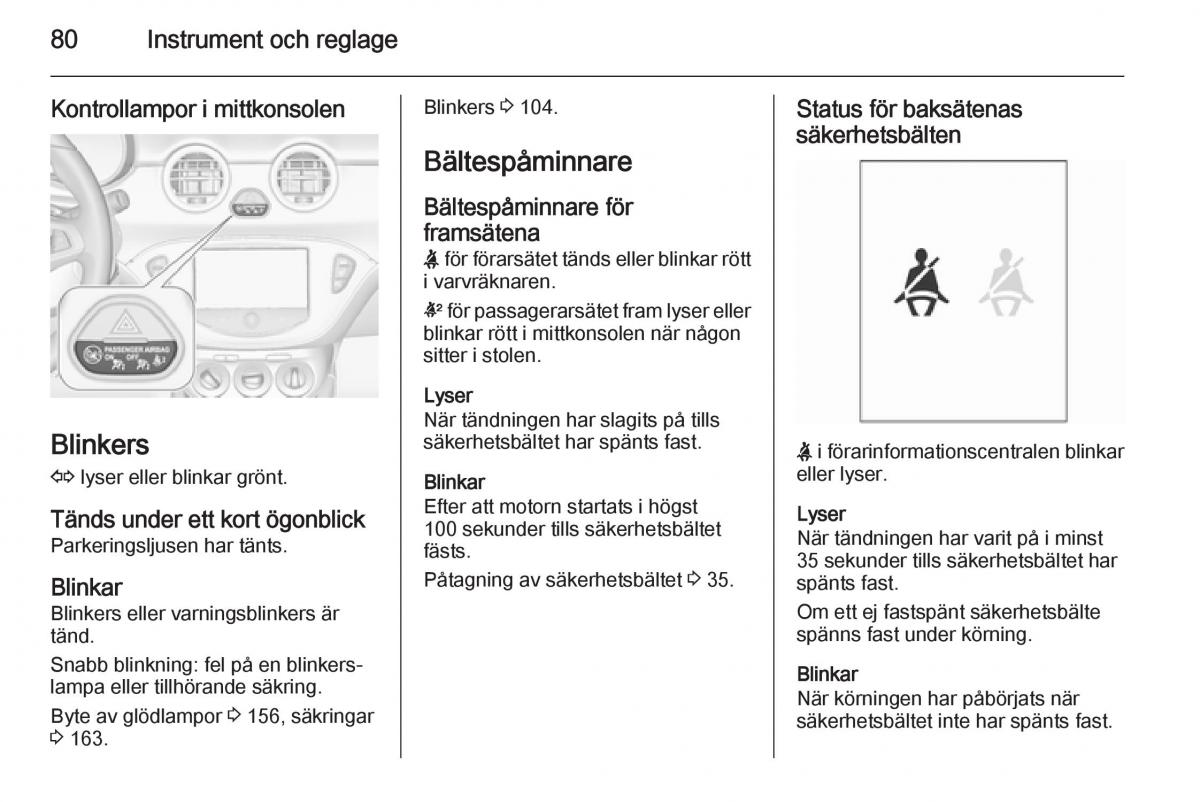 Opel Adam instruktionsbok / page 82