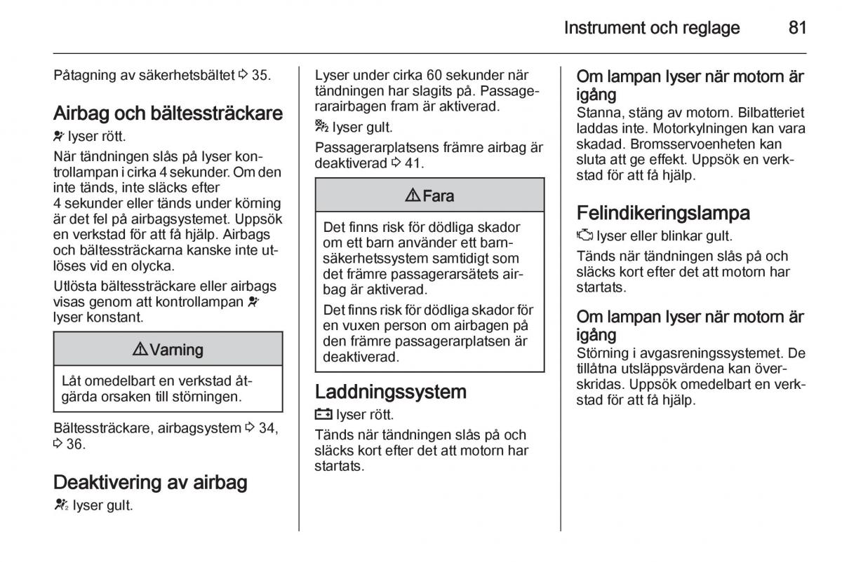 Opel Adam instruktionsbok / page 83