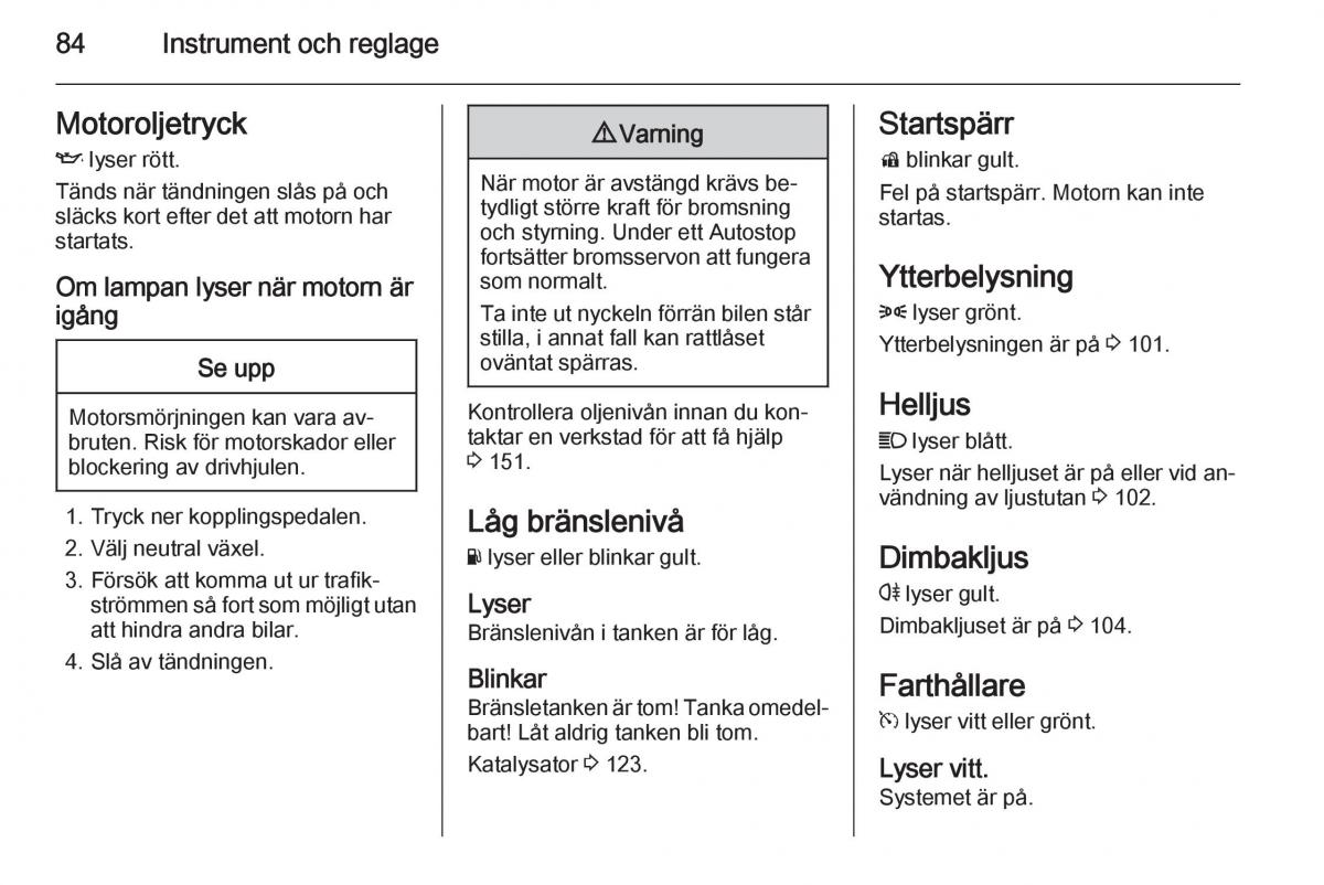 Opel Adam instruktionsbok / page 86