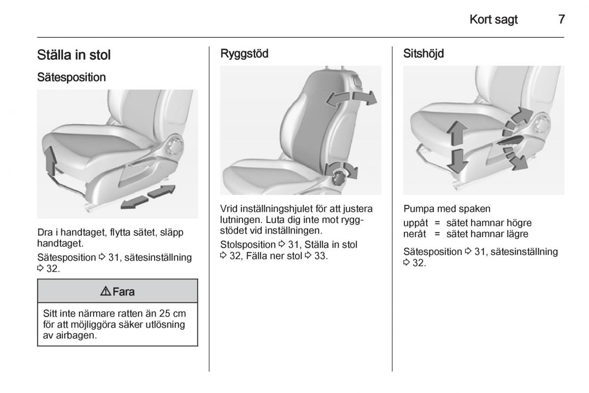 Opel Adam instruktionsbok / page 9