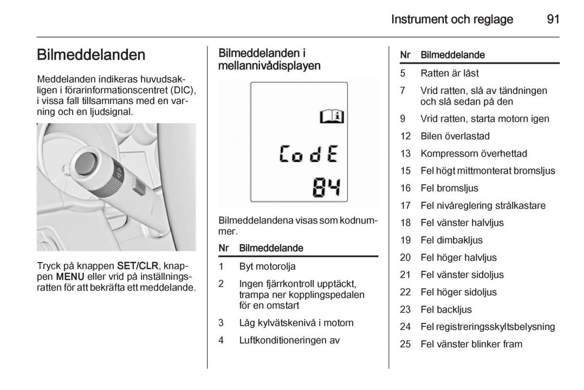 Opel Adam instruktionsbok / page 93