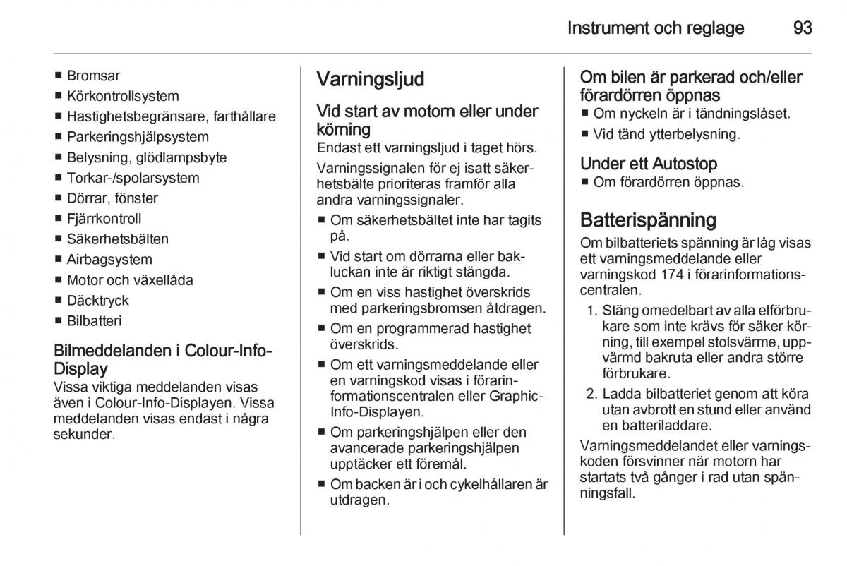 Opel Adam instruktionsbok / page 95