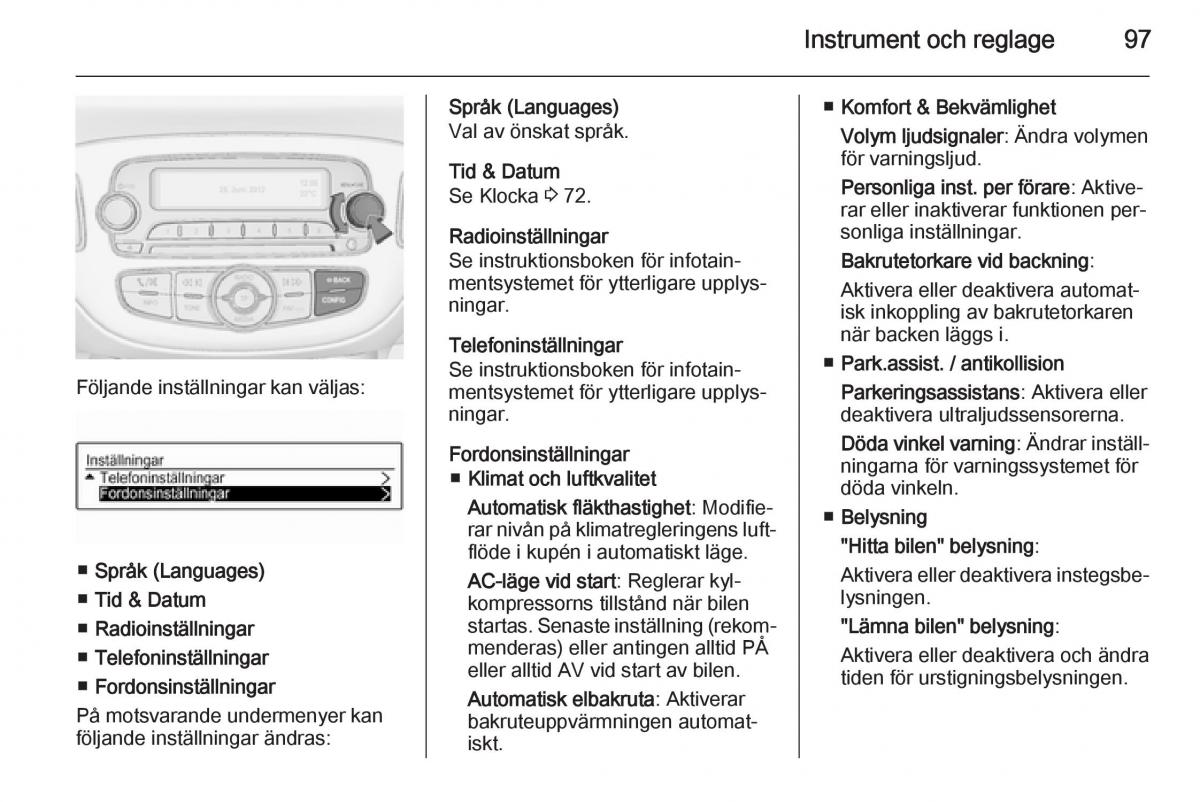 Opel Adam instruktionsbok / page 99