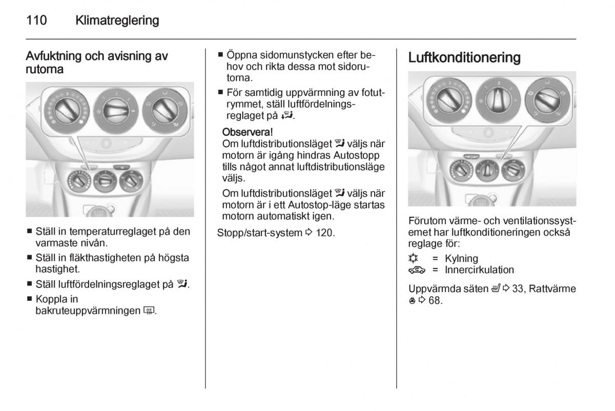 Opel Adam instruktionsbok / page 112