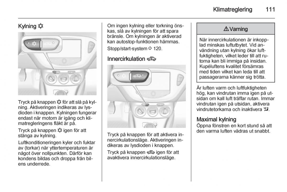 Opel Adam instruktionsbok / page 113